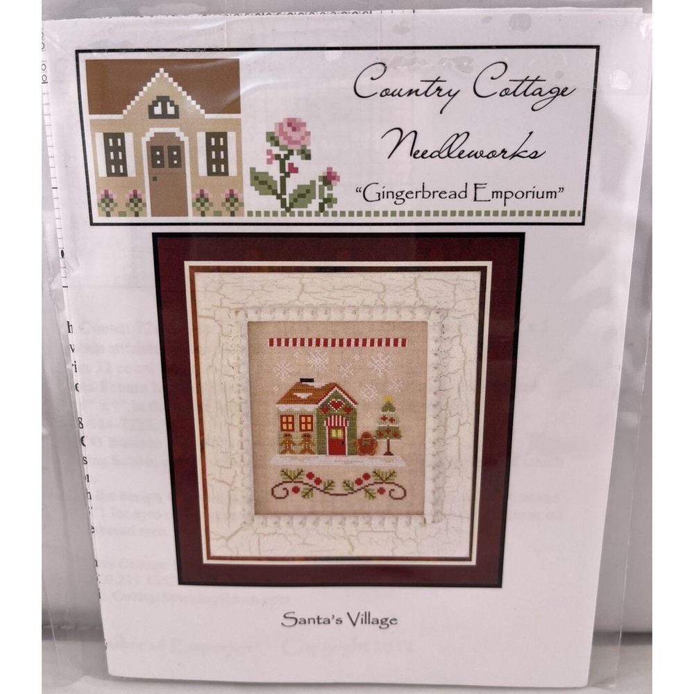 COUNTRY COTTAGE NEEDLEWORKS Gingerbread Emporium Cross Stitch‎ Chart w Button